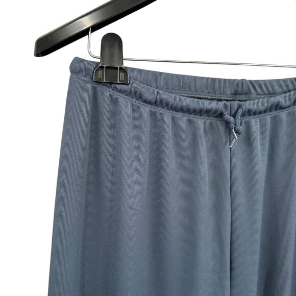 Nike Women's Dri-Fit Pants Large Blue Waffle Knit Drawstring Lounge Active - Picture 2 of 6